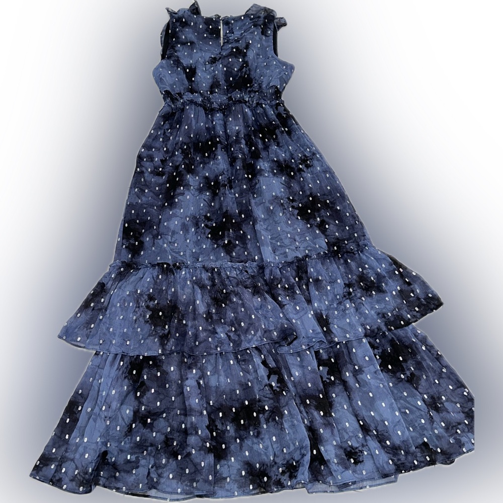 INC International Concepts Navy Blue Sleeveless Ruffle Tiered Maxi Dress Size L - Picture 4 of 5